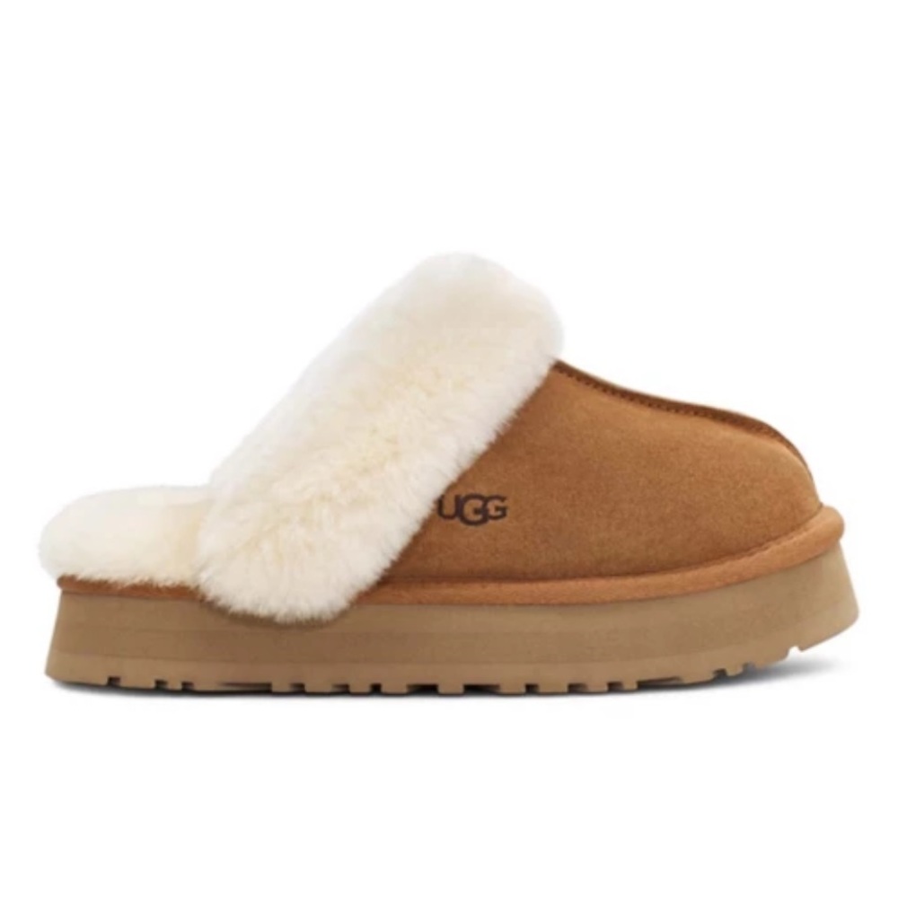 NIB UGG Brown Shearling ‘Disquette’ Slides - Picture 1 of 10